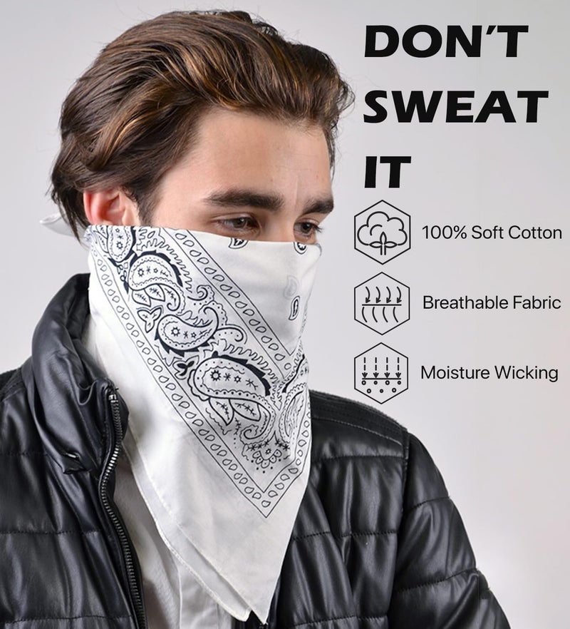 Umo Lorenzo 2 Color Pack Bandanas for Men & Women Blue & Red or Black & White - Image 2